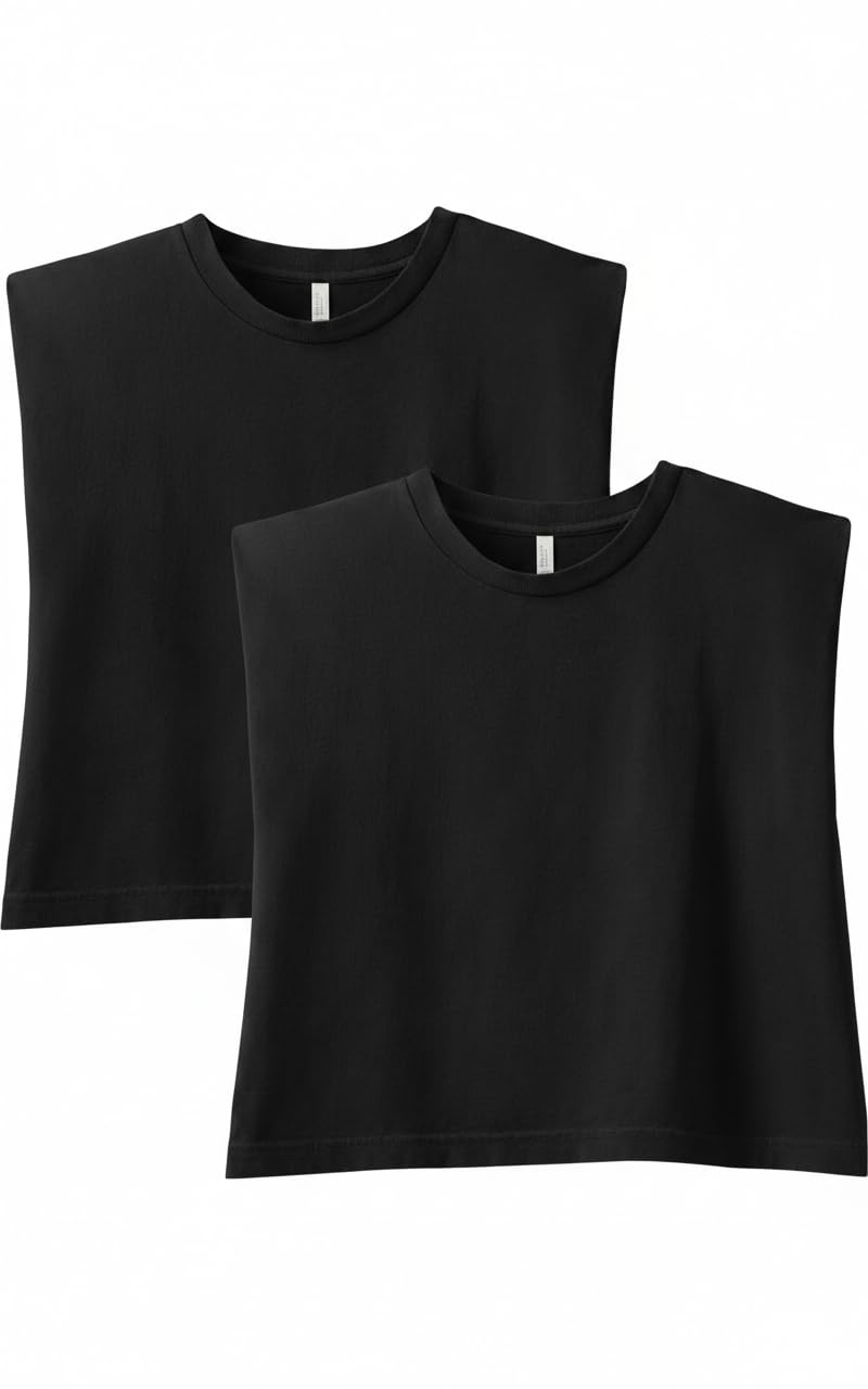 American Apparel Women's Heavyweight Cotton Boxy Cropped Garment Dyed Muscle Style G307GD Muscle T-Shirt (2-Pack)