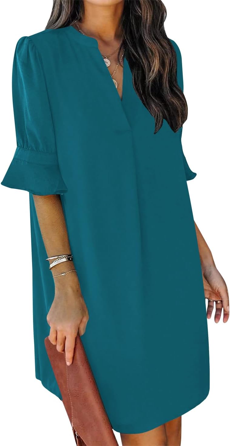 QACOHU women's casual V neck midi dress for summer