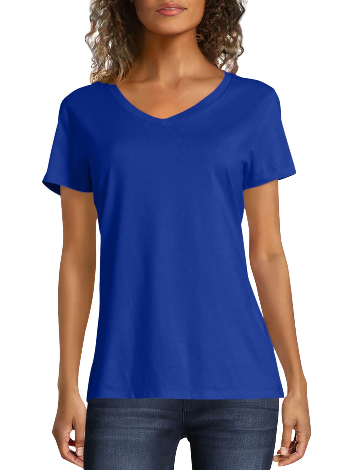 Hanes Women's Perfect-T V-neck T-shirt, Cotton Short Sleeve Tee for Women, 1 or 2-Pack