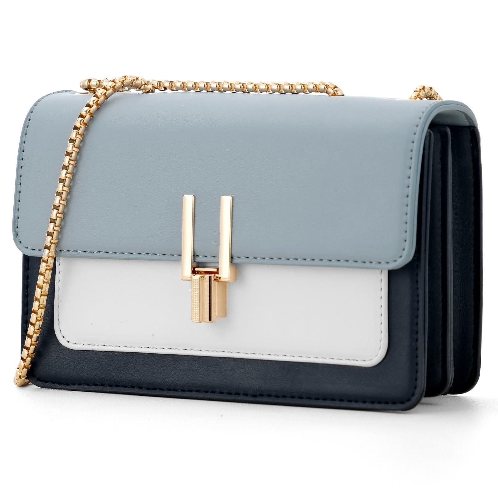 Color-Block Crossbody Bags for Women Leather Cross Body Purses Cute Designer Handbags Shoulder Bag Medium Size