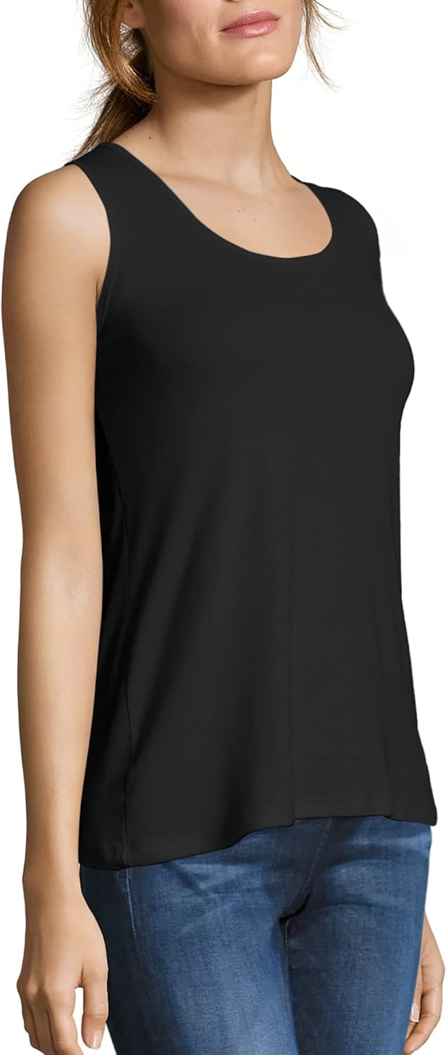Hanes Women's Shirts, Women’s Mini-Ribbed Cotton Tank Tops, Women’s Sleeveless T-Shirts, Women’s Tanks