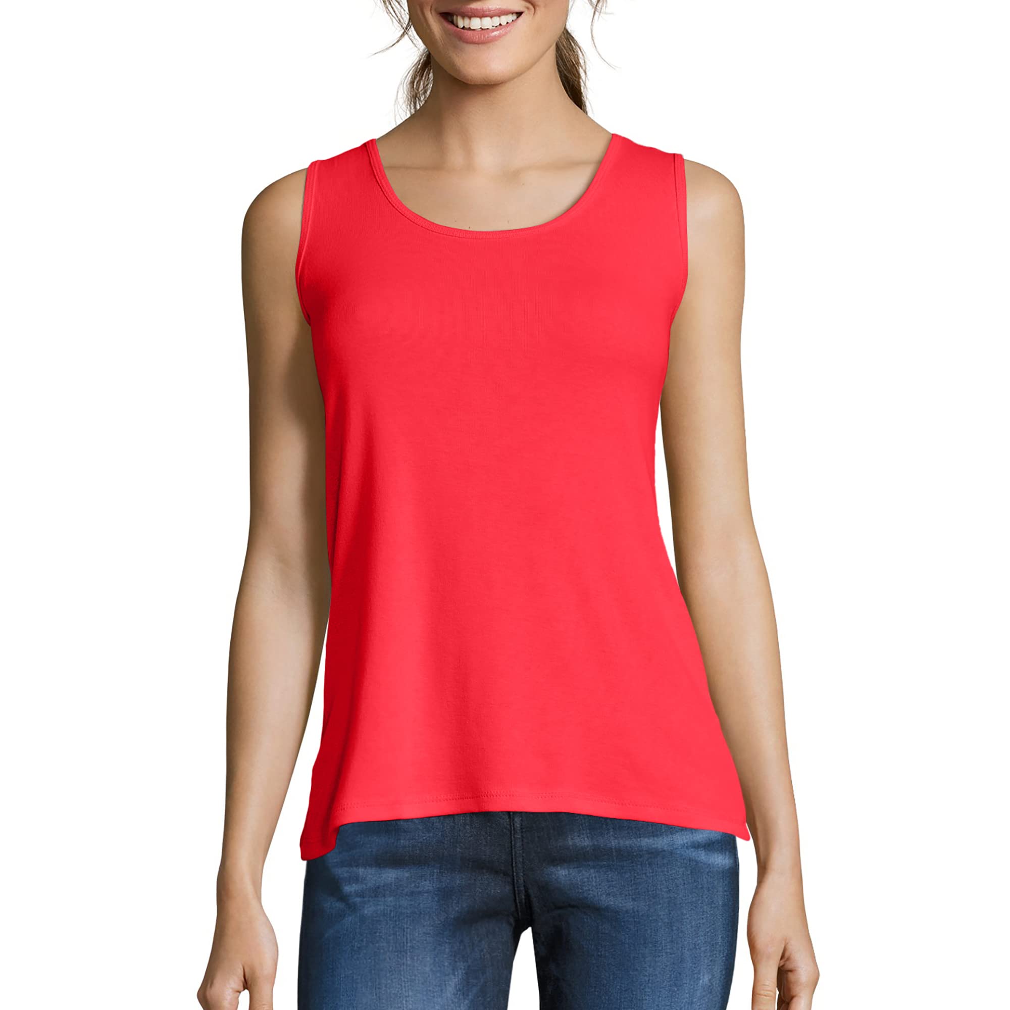 Hanes Women's Shirts, Women’s Mini-Ribbed Cotton Tank Tops, Women’s Sleeveless T-Shirts, Women’s Tanks