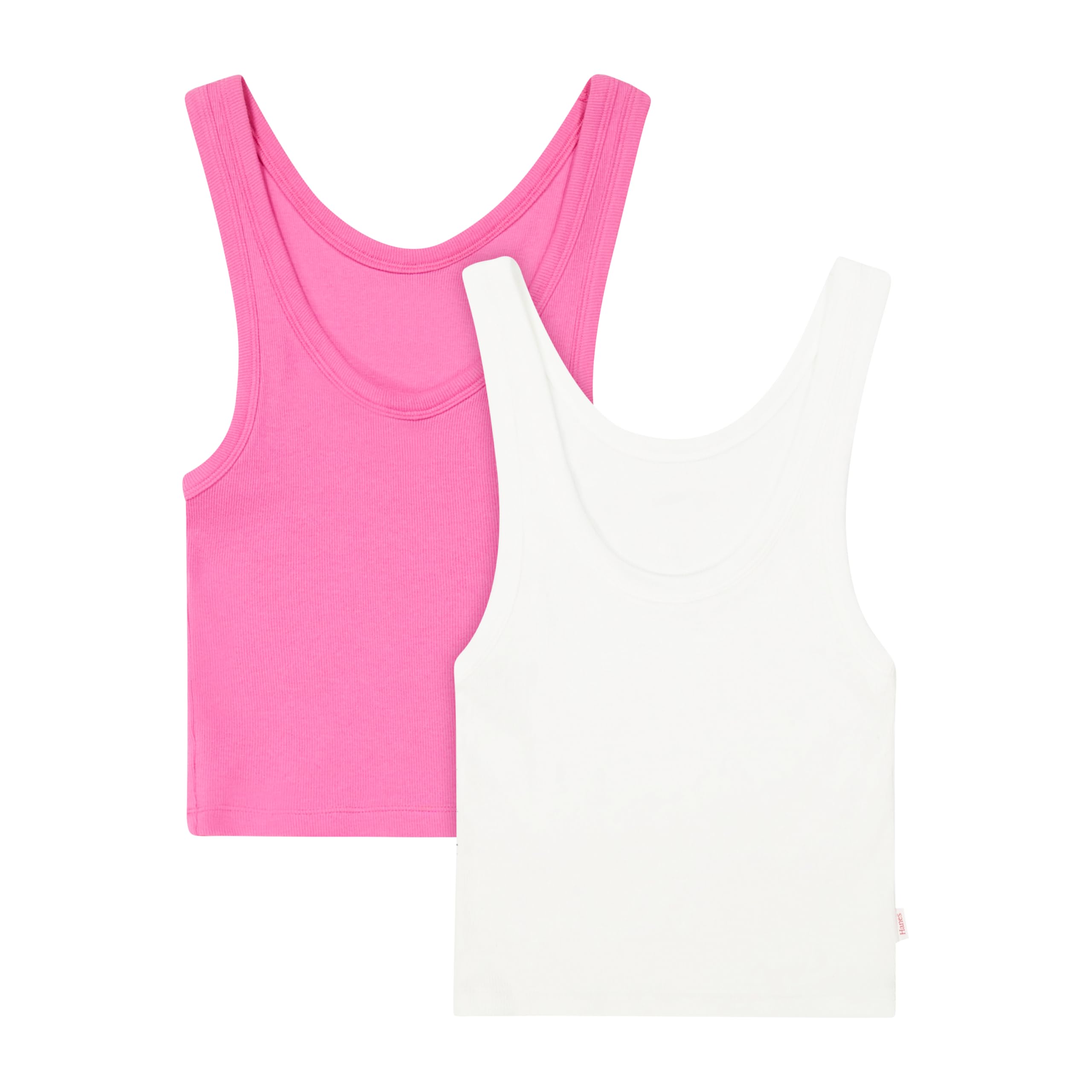 Hanes Women's Originals Rib Crop Tank Top 2-Pack, Comfywear Stretch Cotton Cropped Top