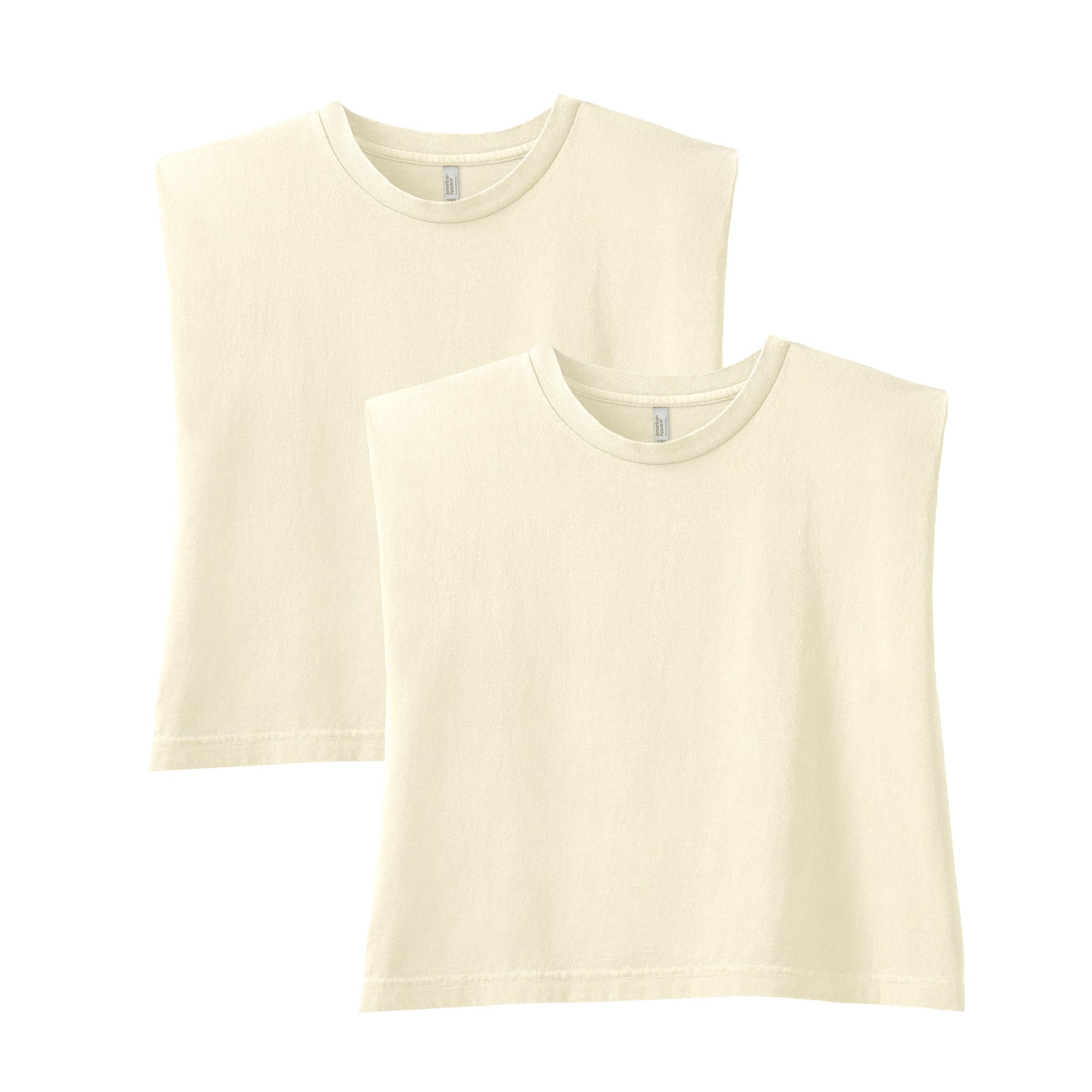 American Apparel Women's Heavyweight Cotton Boxy Cropped Garment Dyed Muscle Style G307GD Muscle T-Shirt (2-Pack)