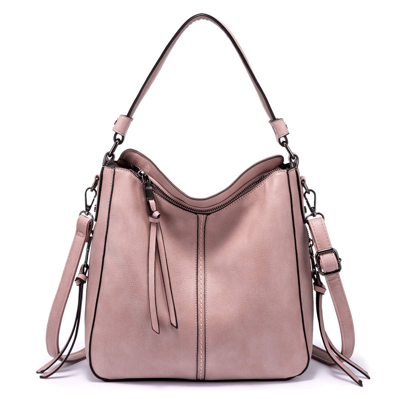 Realer Hobo Crossbody Bags for Women Designer Faux Leather Hobo Handbags Retro Large Size Shoulder Bag Bucket Purse