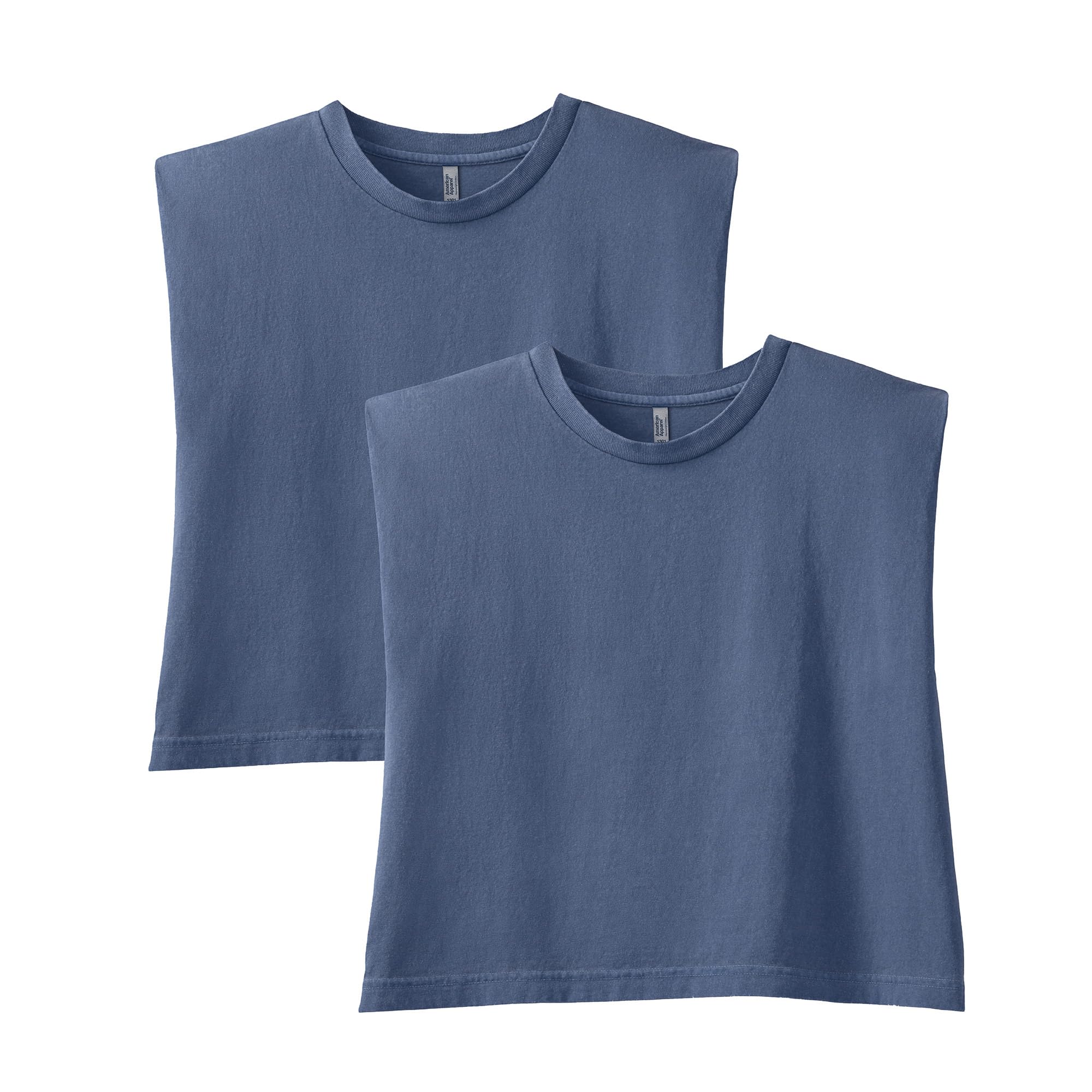 American Apparel Women's Heavyweight Cotton Boxy Cropped Garment Dyed Muscle Style G307GD Muscle T-Shirt (2-Pack)