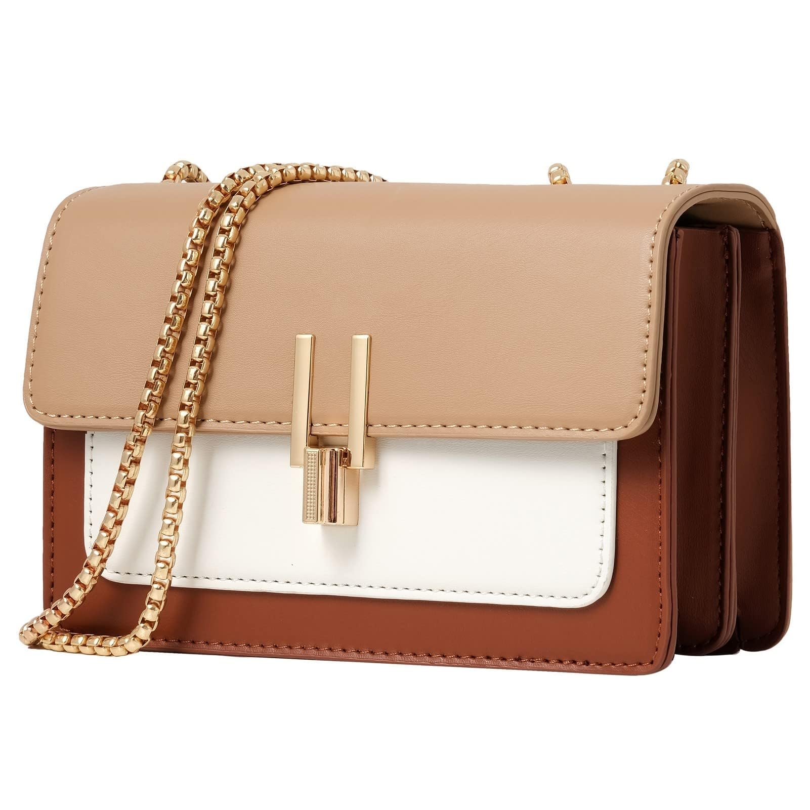 Color-Block Crossbody Bags for Women Leather Cross Body Purses Cute Designer Handbags Shoulder Bag Medium Size