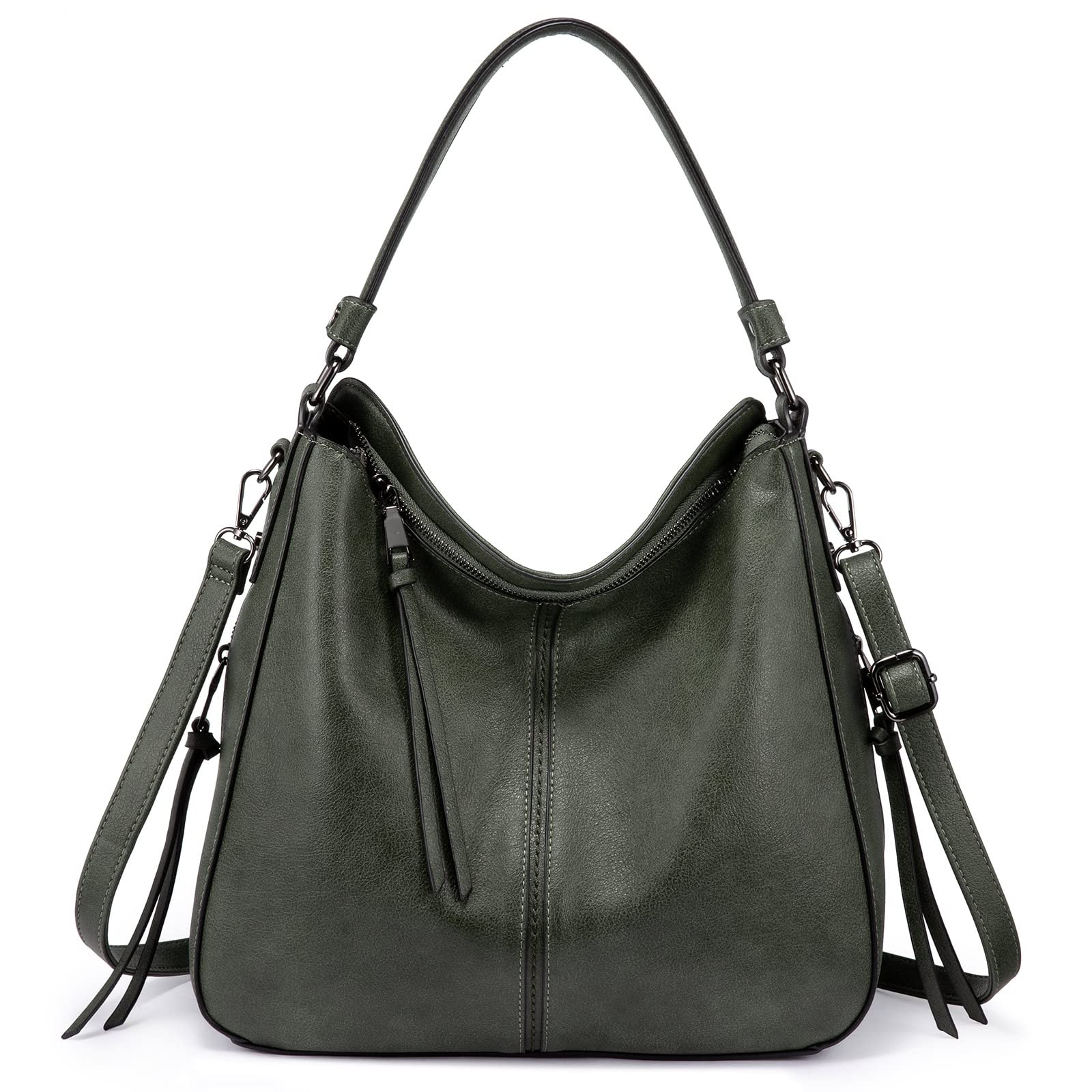 Realer Hobo Crossbody Bags for Women Designer Faux Leather Hobo Handbags Retro Large Size Shoulder Bag Bucket Purse