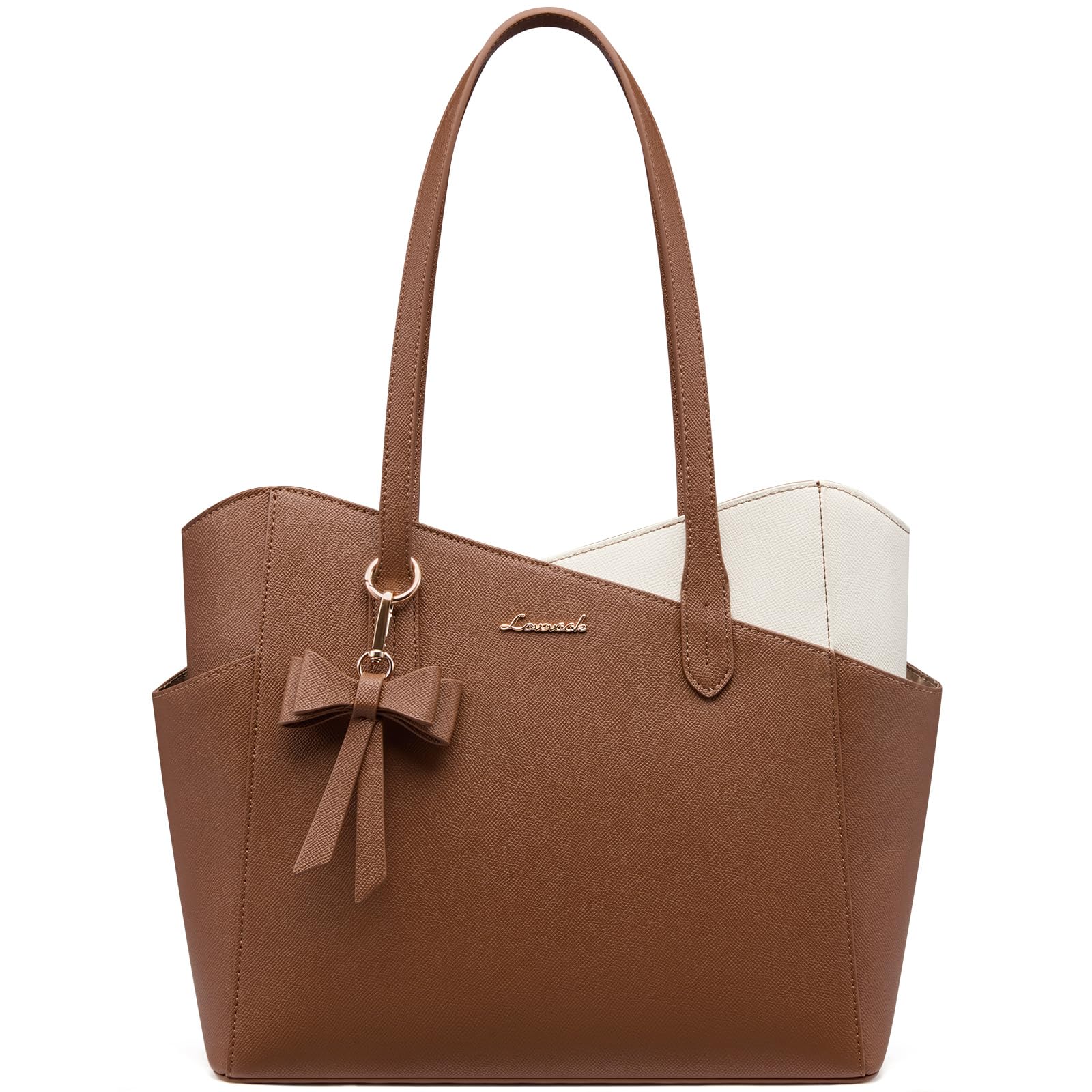 LOVEVOOK Small Tote Purse for Women, 2026 Structured PU Leather Handbags with Top Handle, Elegant Satchel Shoulder Bag