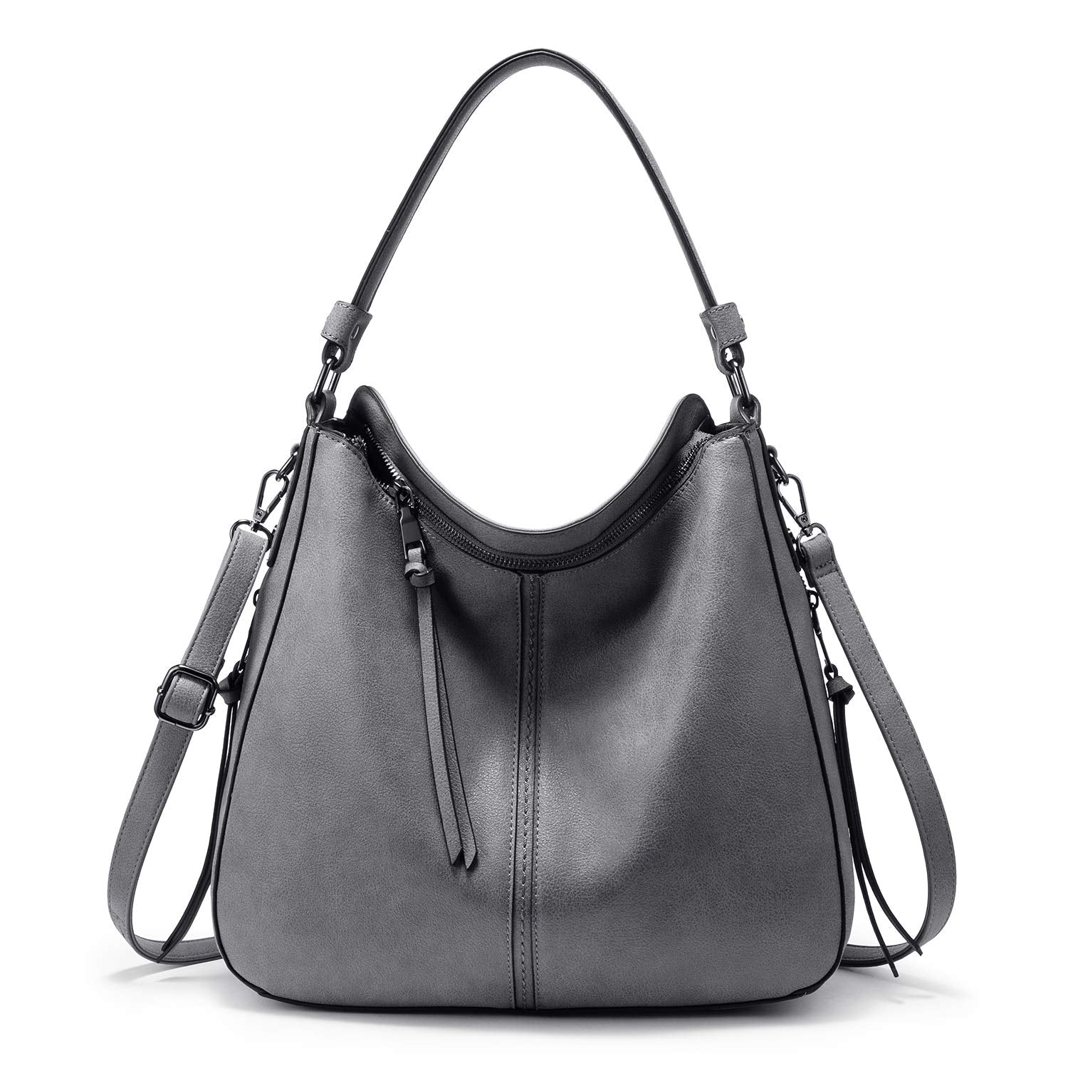 Realer Hobo Crossbody Bags for Women Designer Faux Leather Hobo Handbags Retro Large Size Shoulder Bag Bucket Purse