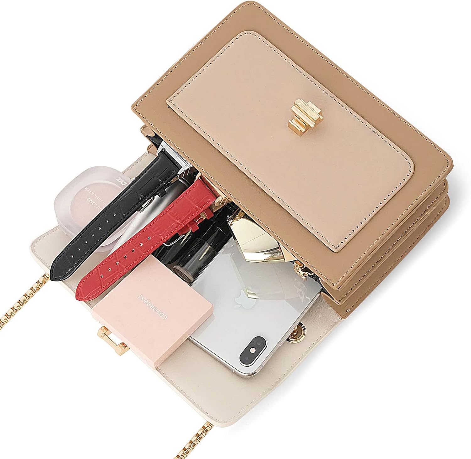 Color-Block Crossbody Bags for Women Leather Cross Body Purses Cute Designer Handbags Shoulder Bag Medium Size