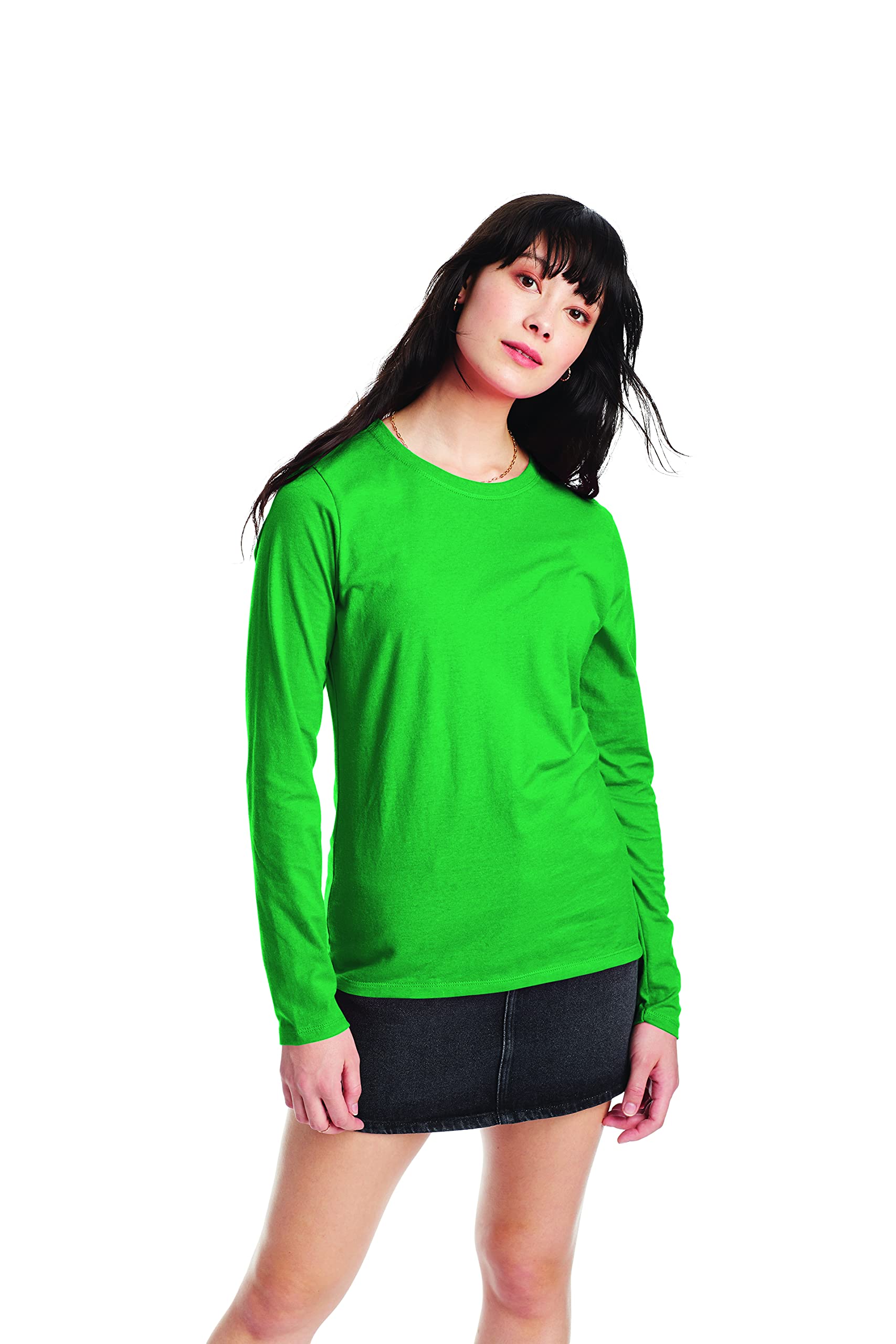 Hanes Women's Originals Long Sleeve Cotton T-Shirt, Lightweight Crewneck Tee, Modern Fit