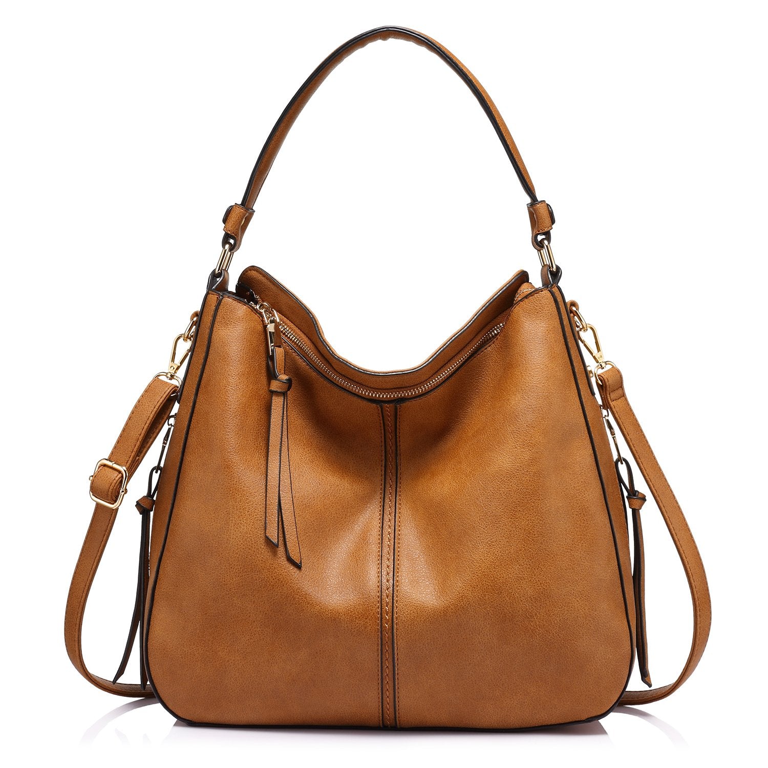 Realer Hobo Crossbody Bags for Women Designer Faux Leather Hobo Handbags Retro Large Size Shoulder Bag Bucket Purse