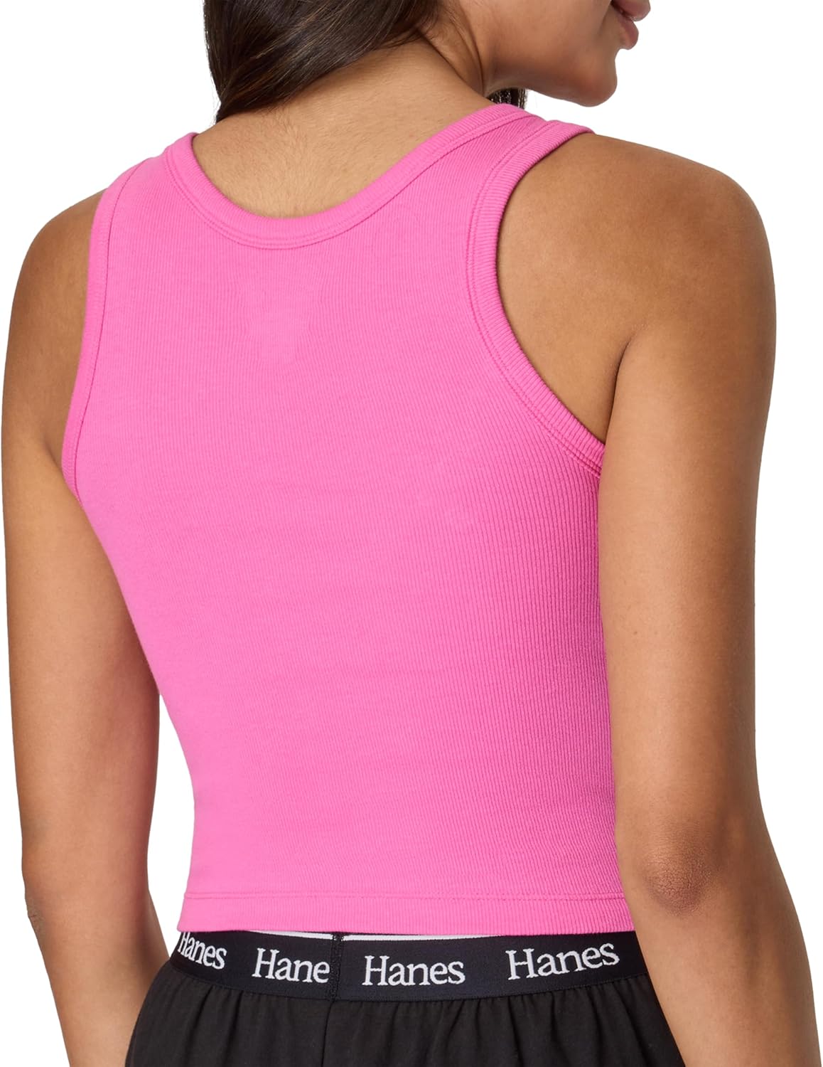 Hanes Women's Originals Rib Crop Tank Top 2-Pack, Comfywear Stretch Cotton Cropped Top