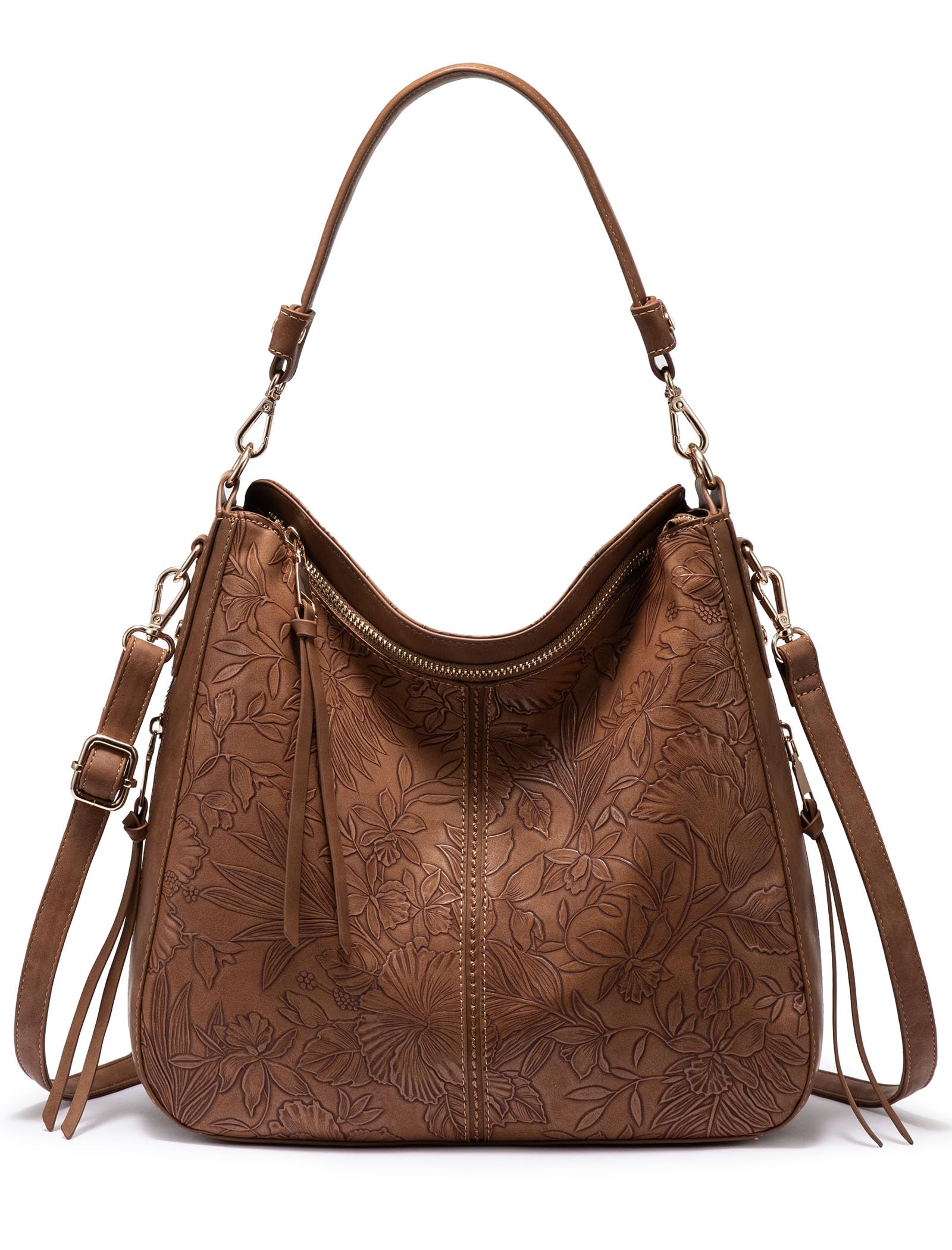 Realer Hobo Crossbody Bags for Women Designer Faux Leather Hobo Handbags Retro Large Size Shoulder Bag Bucket Purse