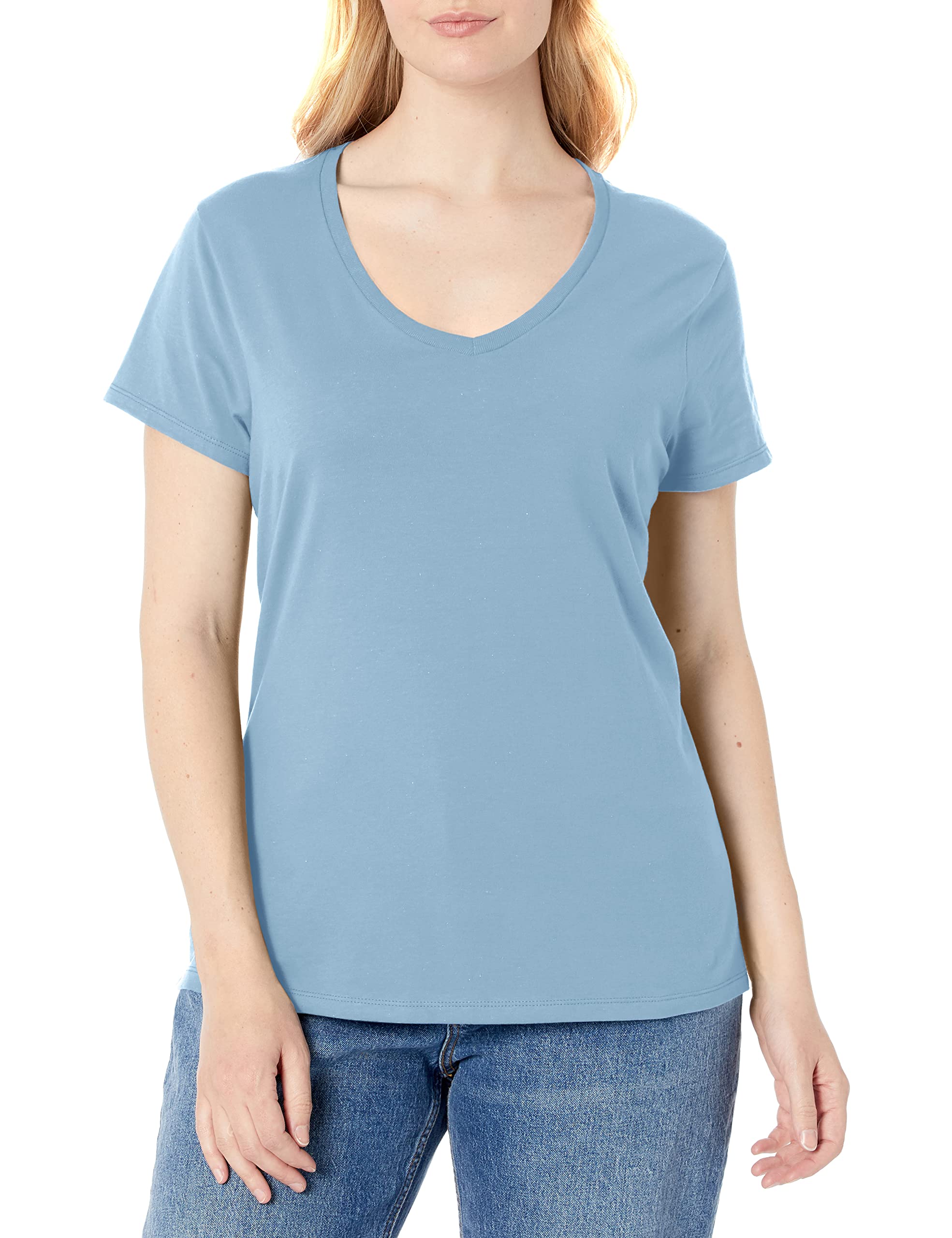 Hanes Women's Perfect-T V-neck T-shirt, Cotton Short Sleeve Tee for Women, 1 or 2-Pack