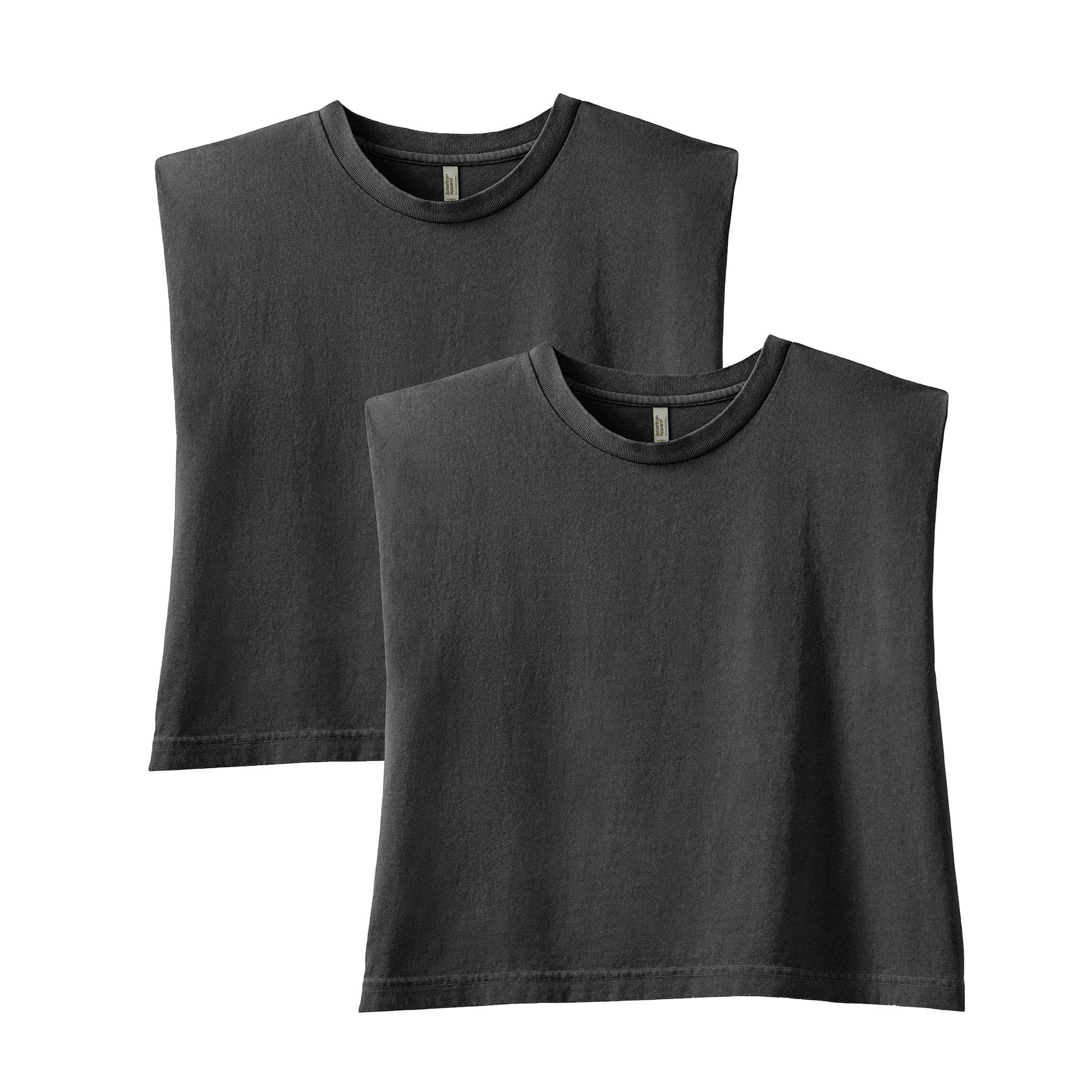 American Apparel Women's Heavyweight Cotton Boxy Cropped Garment Dyed Muscle Style G307GD Muscle T-Shirt (2-Pack)