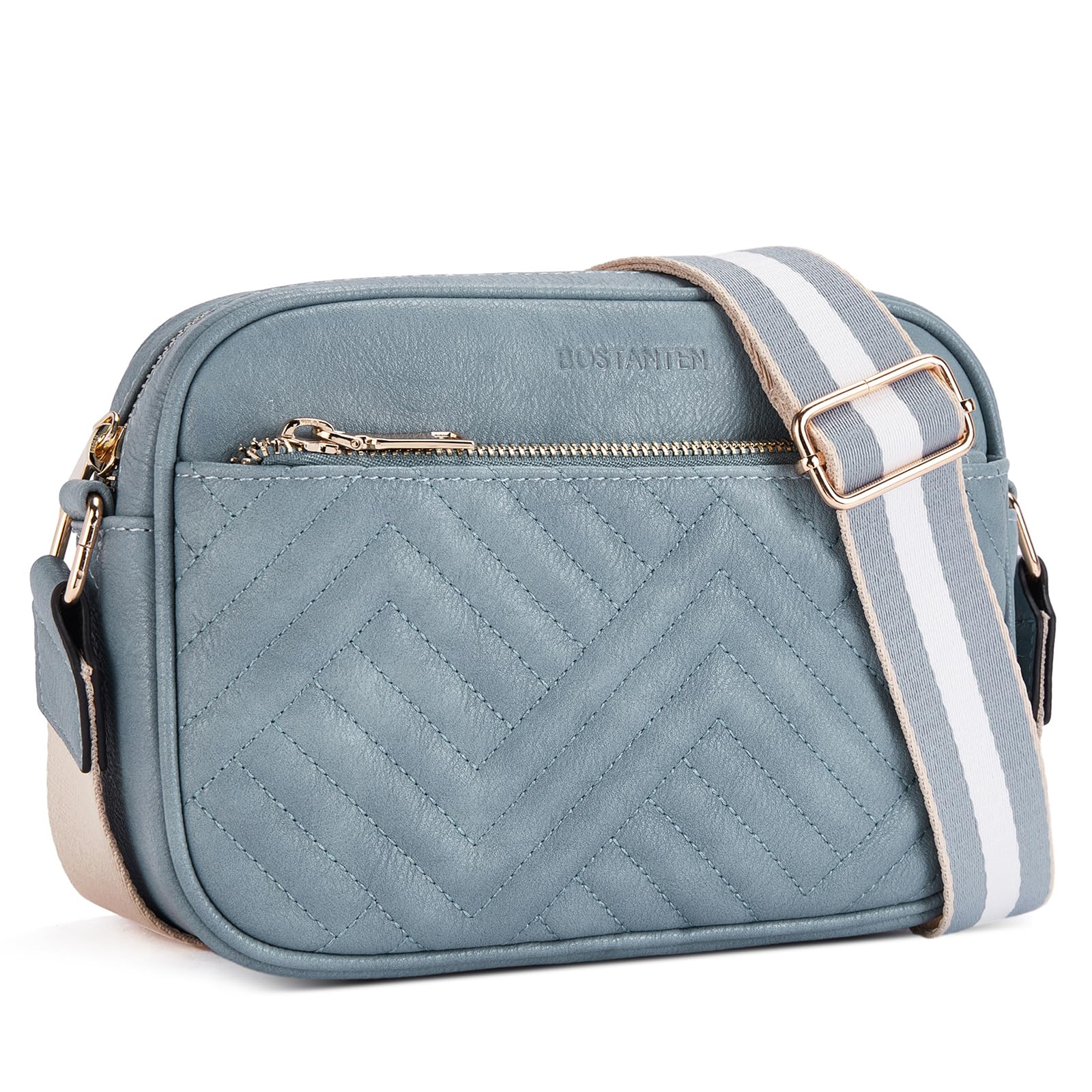 BOSTANTEN Quilted Crossbody Bags for Women Vegan Leather Purses Shoulder Handbags with Wide Strap