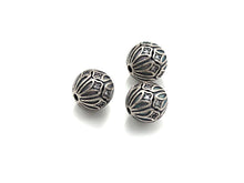 Load image into Gallery viewer, Antique Silver CZ Pave round ball, CZ Pave Spacer Beads in oxidized silver,10mm, sku#X133