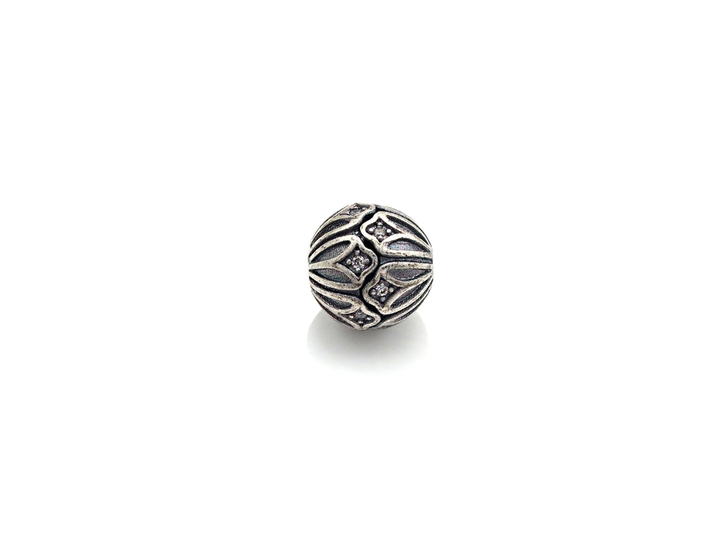 Antique Silver CZ Pave round ball, CZ Pave Spacer Beads in oxidized silver,10mm, sku#X133