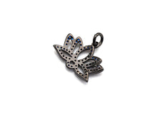 Load image into Gallery viewer, CZ Micro Pave lotus Flower Charm, Lotus Flower Cubic Zirconia Pendant, Black/Fuchsia/Cobalt CZ Yoga Charm Findings, 15x19mm,SKU#X134