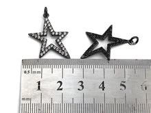Load image into Gallery viewer, Clear/Black CZ Micro Pave Five Star Shape Pendant, Star Cubic Zirconia Pendant, Silver/Gold/Rose Gold/Black Tone, 13x23mm,Sku#X135