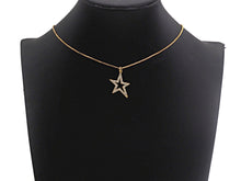 Load image into Gallery viewer, Clear/Black CZ Micro Pave Five Star Shape Pendant, Star Cubic Zirconia Pendant, Silver/Gold/Rose Gold/Black Tone, 13x23mm,Sku#X135