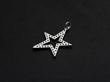 Load image into Gallery viewer, Clear/Black CZ Micro Pave Five Star Shape Pendant, Star Cubic Zirconia Pendant, Silver/Gold/Rose Gold/Black Tone, 13x23mm,Sku#X135