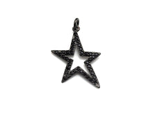 Load image into Gallery viewer, Clear/Black CZ Micro Pave Five Star Shape Pendant, Star Cubic Zirconia Pendant, Silver/Gold/Rose Gold/Black Tone, 13x23mm,Sku#X135
