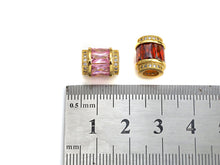 Load image into Gallery viewer, CZ Micro Pave Big Hole Drum Spacer Beads, Cubic Zirconia Large Hole Spacer Beads Ruby/Amethyst/Pink,10x12mm,1pc,sku#X136