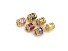 Load image into Gallery viewer, CZ Micro Pave Big Hole Drum Spacer Beads, Cubic Zirconia Large Hole Spacer Beads Ruby/Amethyst/Pink,10x12mm,1pc,sku#X136