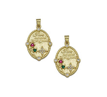 Load image into Gallery viewer, Colorful CZ Gold Joy is yours Oval Medallion Charm, Sku#LK761
