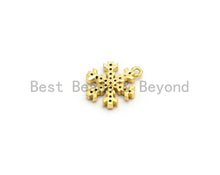 Load image into Gallery viewer, Multi Color CZ Micro Pave Snowflake Charm,Snowflake Shaped Pave Pendant, Gold plated, 14x11mm, Sku#B107