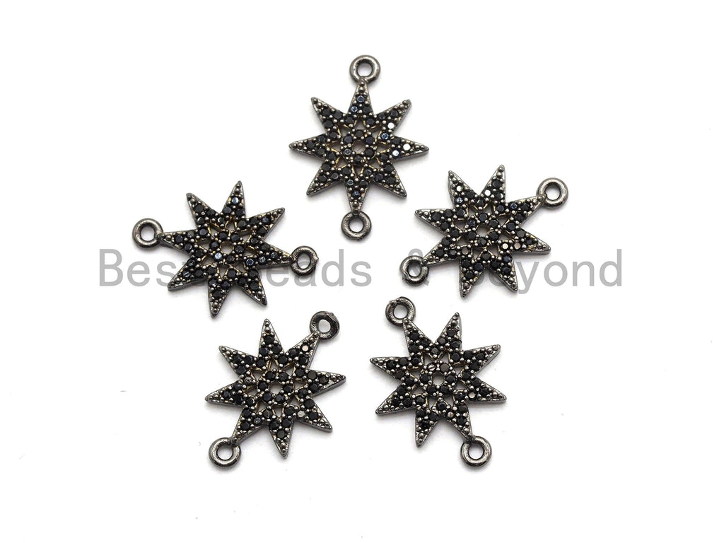 Black CZ Pave On Black Micro Pave Star Connector, Sku#A94