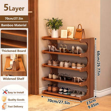 Load image into Gallery viewer, Bamboo Shoe Rack Organizer – 5 or 6 Tier, Space-Saving Storage