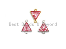 Load image into Gallery viewer, 100% Natural Hot Pink Shell Triangle Connector in Gold/Silver Finish, Fuchsia Pink Connector, Natural Shell Beads, 11x14mm,SKU#Z272