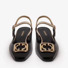Load image into Gallery viewer, The Rosalinda Black Leather Women Flat Slingback Sandal