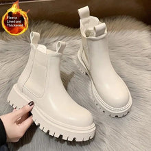 Load image into Gallery viewer, Women's Chunky Heel Martin Ankle Boots – Round Toe Slip-On Block Heel Booties