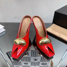 Load image into Gallery viewer, Square Toe Patent Leather High Heel Pumps With Buckle Strap | Women's Dress Shoes