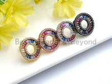 Load image into Gallery viewer, Rainbow cz Micro Pave Earring, Cubic Zirconia Gold/Silver/Rose Gold/Black Stud Earring, Pave CZ Earrings, 18mm,sku#J89
