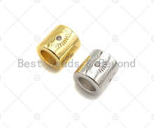 Load image into Gallery viewer, CZ Micro Pave Evil Eye On Large Hole Tube spacer Beads,Sku#C121