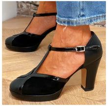 Load image into Gallery viewer, Women's Round Toe Chunky Heel Pumps - Comfortable Low Heel Slip-On Shoes