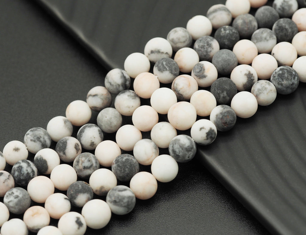 Matt Pink Zebra Jasper Round Smooth Beads, Sku#U1313