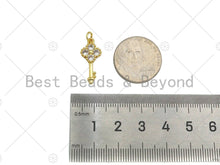 Load image into Gallery viewer, CZ Micro Pave Clover Key Shape Pendant,18K Dainty Gold Charm, Necklace Bracelet Charm Pendant,5x16mm,Sku#JL36