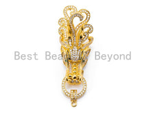 Load image into Gallery viewer, CZ Micro Pave Dragon Head Pendant Connector/Pendant Link with Jump Ring, CZ Pave Pendant, 63x21mm, sku#K49