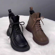 Load image into Gallery viewer, Women's Soft Leather Padded Dr Martens-Style Boots – Chunky Sole, Fleece-Lined Option