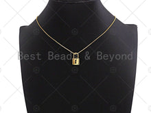 Load image into Gallery viewer, 18K Shiny Gold Padlock Key Pendant, Gold Lock Charm, Padlock Necklace Bracelet Charm, 11x18mm, Sku#LK07