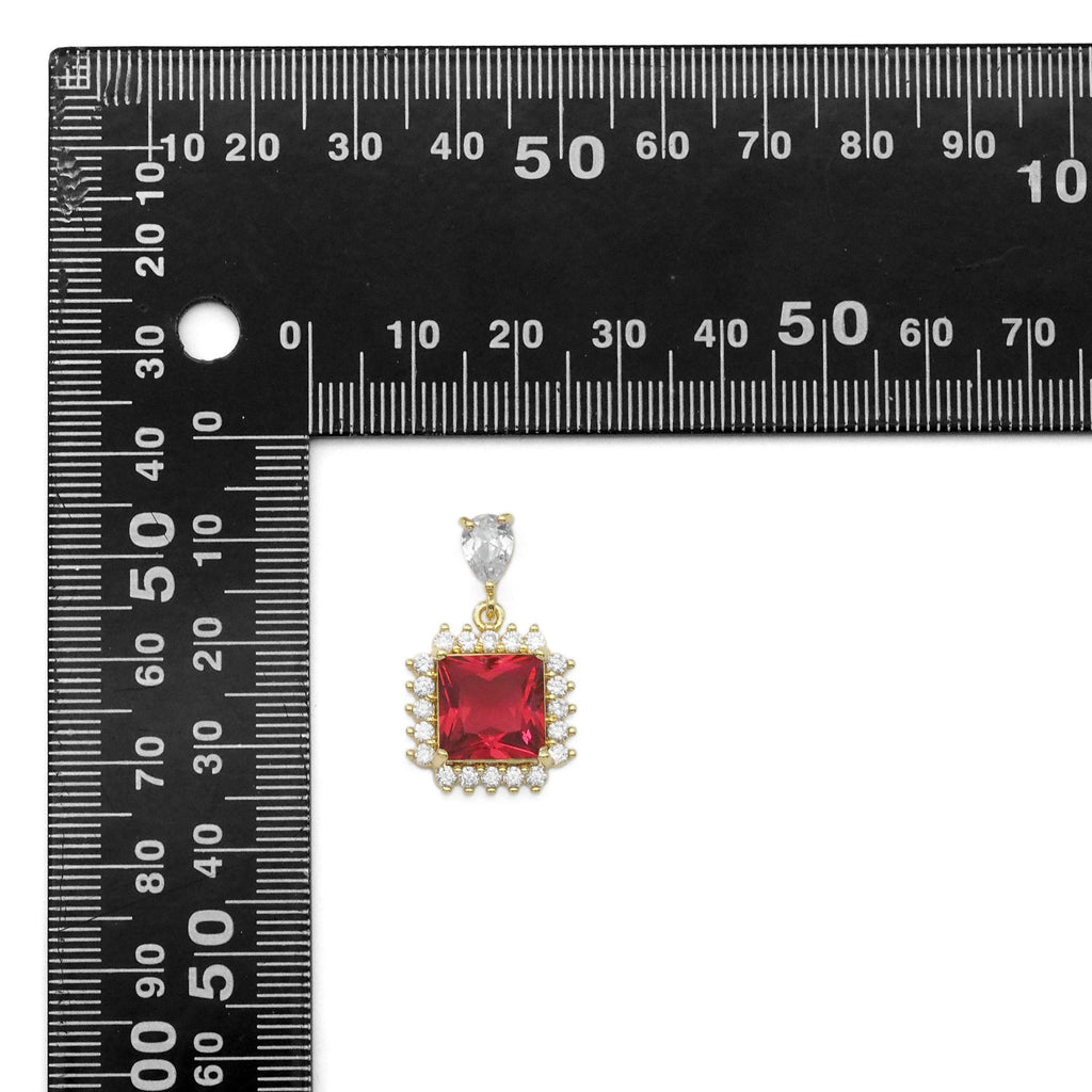 Colorful Big Square Crystal Stone Pendant Charm, Sku#LX321