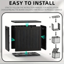 Load image into Gallery viewer, 35 Gallon Outdoor Resin Storage Box – Black/Wood Grain