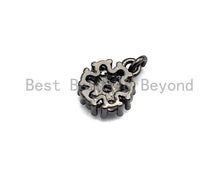 Load image into Gallery viewer, CZ Micro Pave Round Coin Shaped Flower Pendant/Charm, Cubic Zirconia Pendant Charm,9x11mm,sku#F916